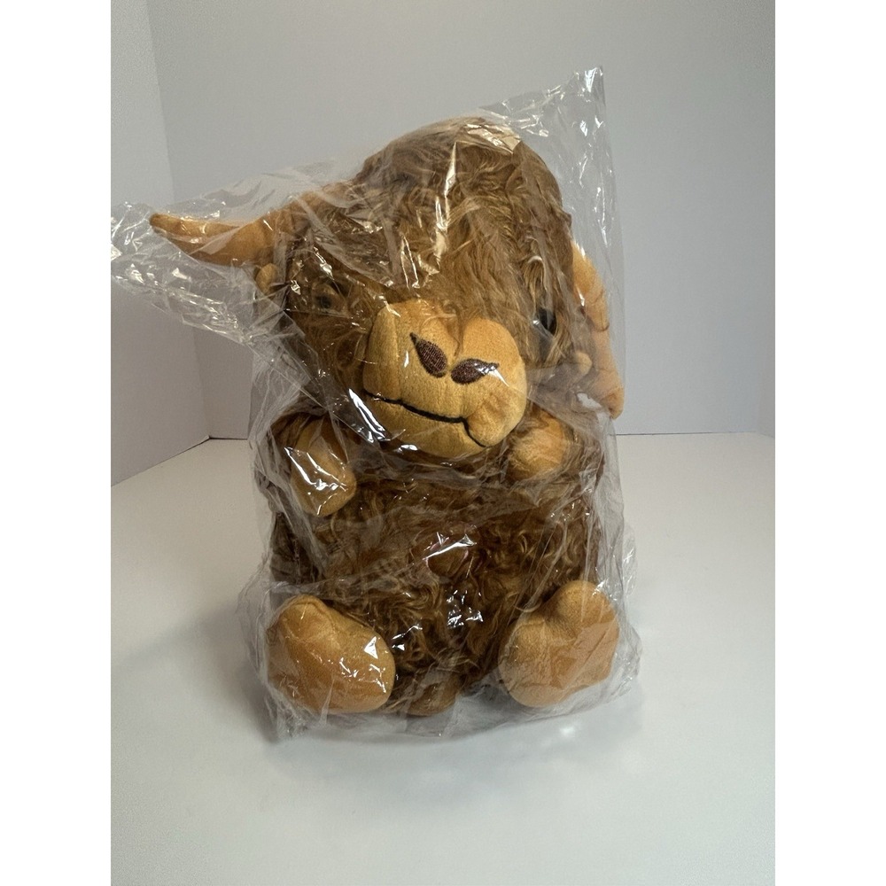Highland Cow Stuffed Animal Breathing Music with Realistic Brown Fur‎